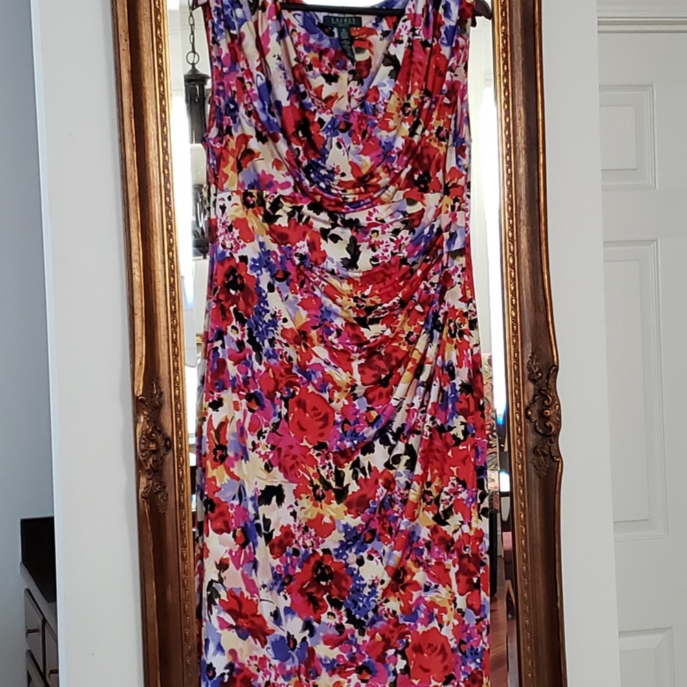 Lauren Sleeveless Floral Print Dress